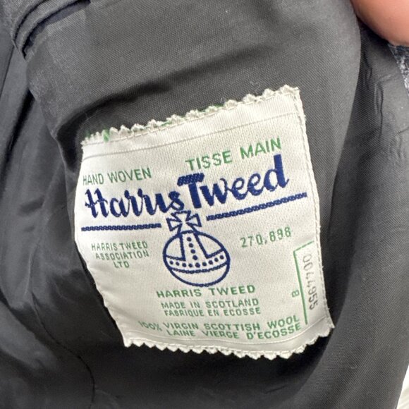 Harris Tweed Moores Men 44 Wool Blue Gray Blazer Sports Coat Scottish - Picture 5 of 7